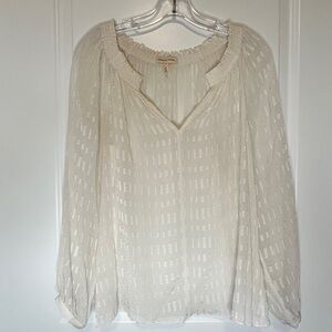 Rebecca Taylor white silk textured blouse v neck small 4